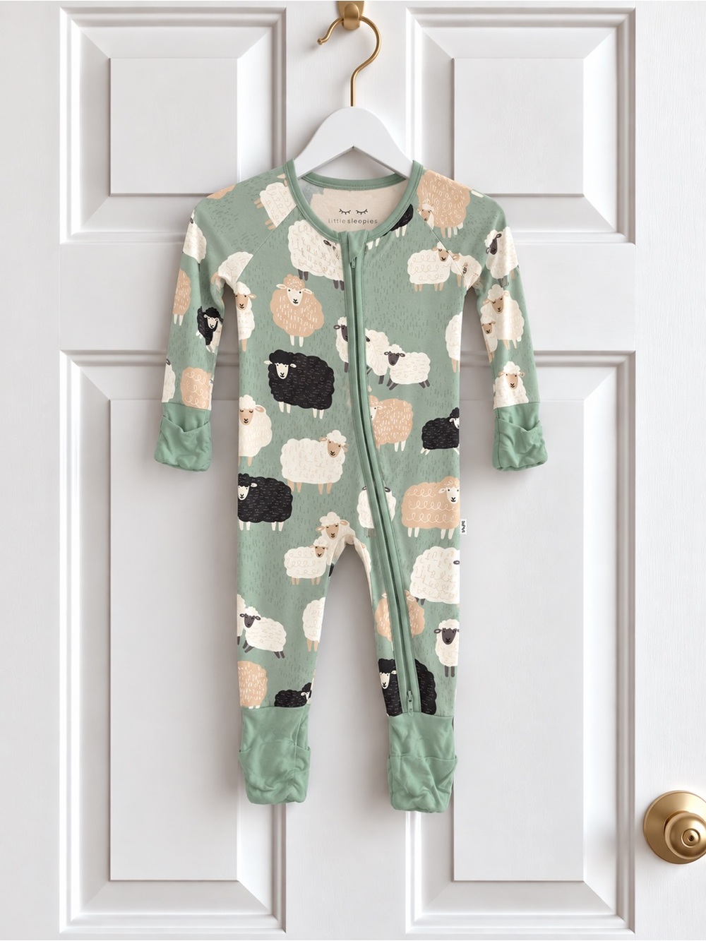 Little Sleepies 0-3M Sheep Bamboo Lunaluxe Zippy Convertible Pajamas